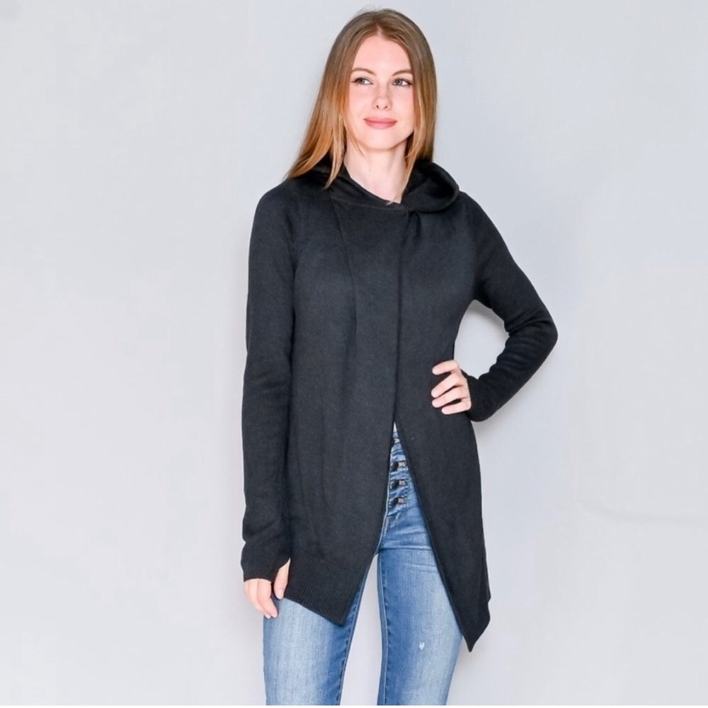 Lululemon Peace of Mind Wrap Knit Hooded Open Front Sweater Cardigan Size 8 Gray